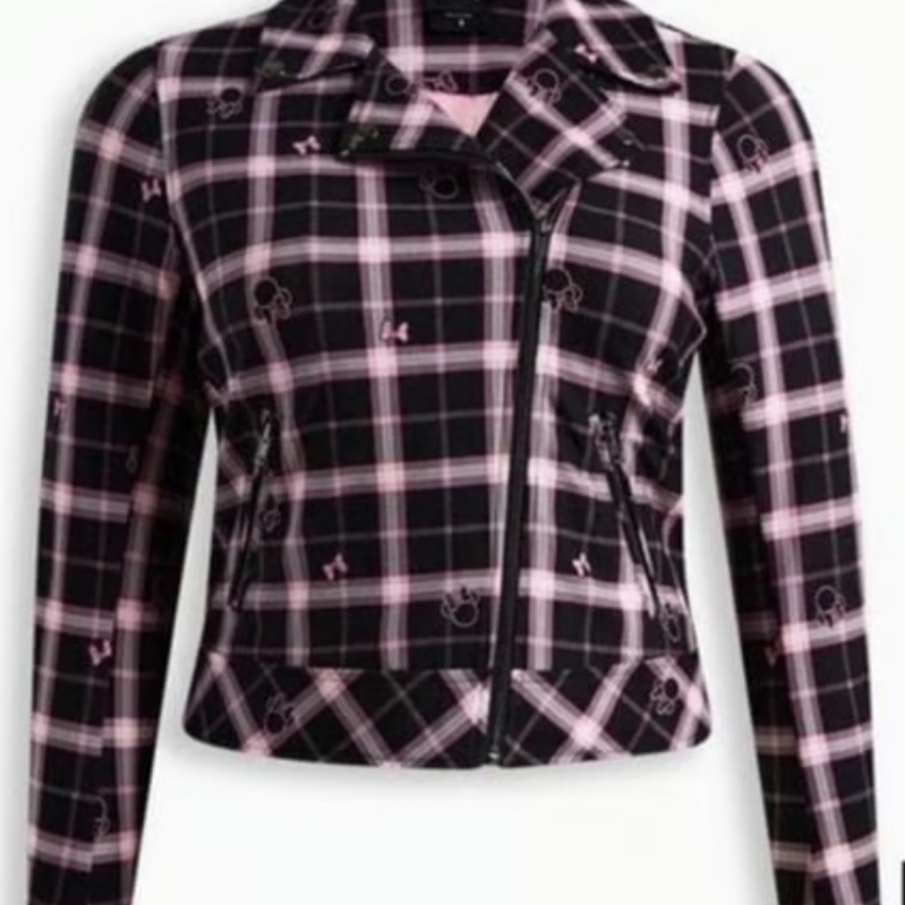 Disney Women's Pink and Black Plaid Jacket - Picture 7 of 7